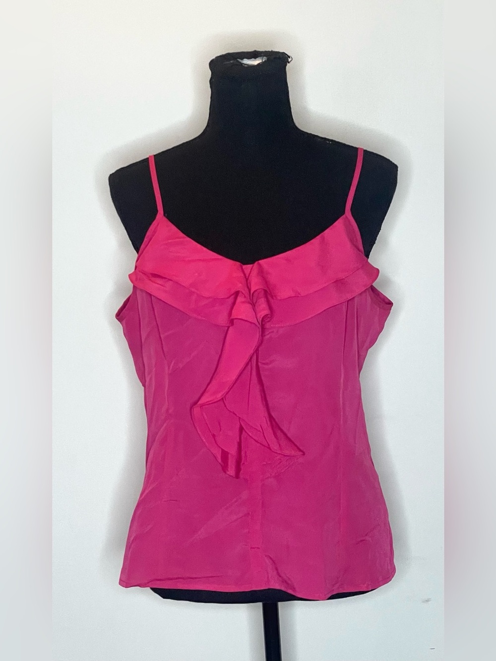 Miley Cyrus & Max Azria Fuchsia Ruffle Spaghetti Strap Tank Top